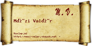 Mázi Valér névjegykártya